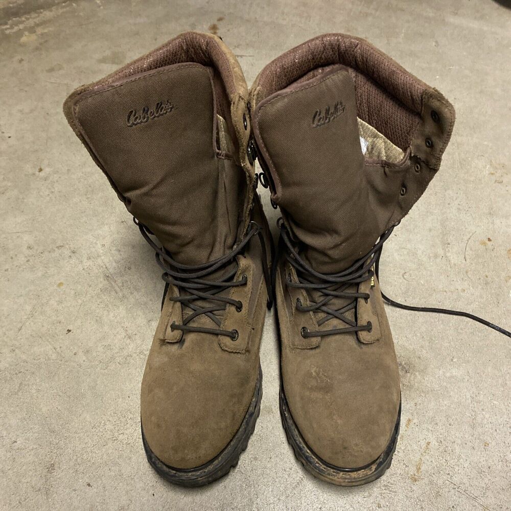 Cabela’s Hunting Boots Mens 12 Brown Leather Insulated Gore-Tex Work Nubuck Tall